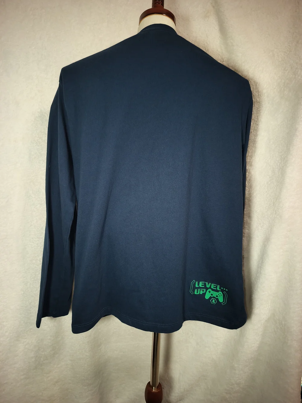 Navy Blue Press Start 'Game Mode' Graphic Long-Sleeve Tee.   KS 30